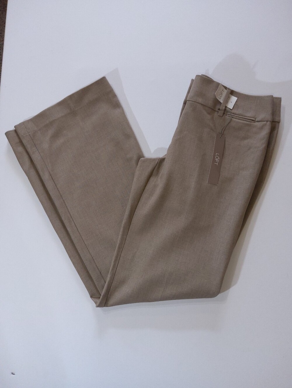 NWT Loft Dress Pants Womens 4 Beige Marisa Troisers Bootcut Office Career Wear
